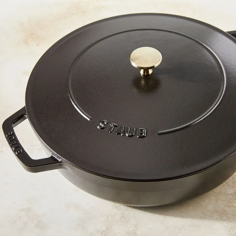 STAUB Bräter mit Chistera Drop-Structure, 28 cm | Schwarz | rund | Gusseisen