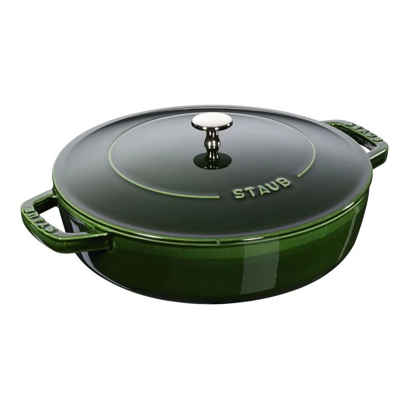 STAUB Bräter mit Chistera Drop-Structure, 24 cm | Basilikum-Grün | rund | Gusseisen