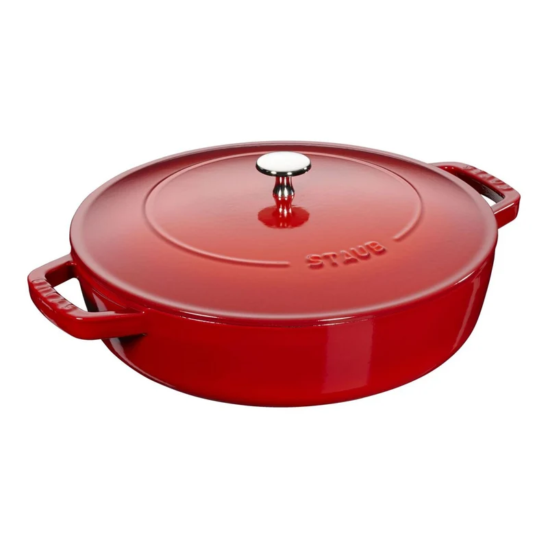 STAUB Bräter mit Chistera Drop-Structure, 24 cm | Kirsch-Rot | rund | Gusseisen