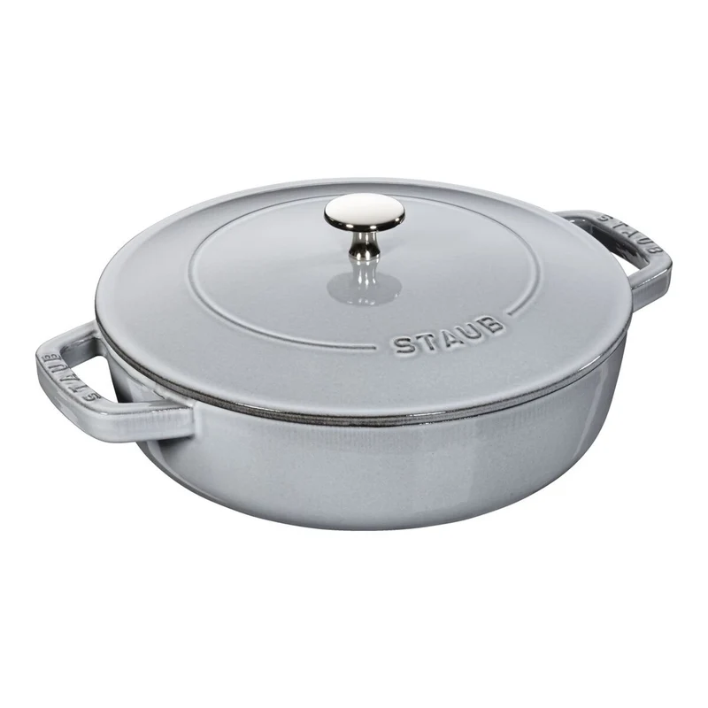 STAUB Bräter mit Chistera Drop-Structure, 24 cm | Graphit-Grau | rund | Gusseisen