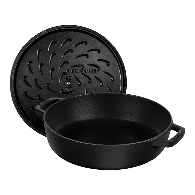 STAUB Bräter mit Chistera Drop-Structure, 24 cm | Schwarz | rund | Gusseisen