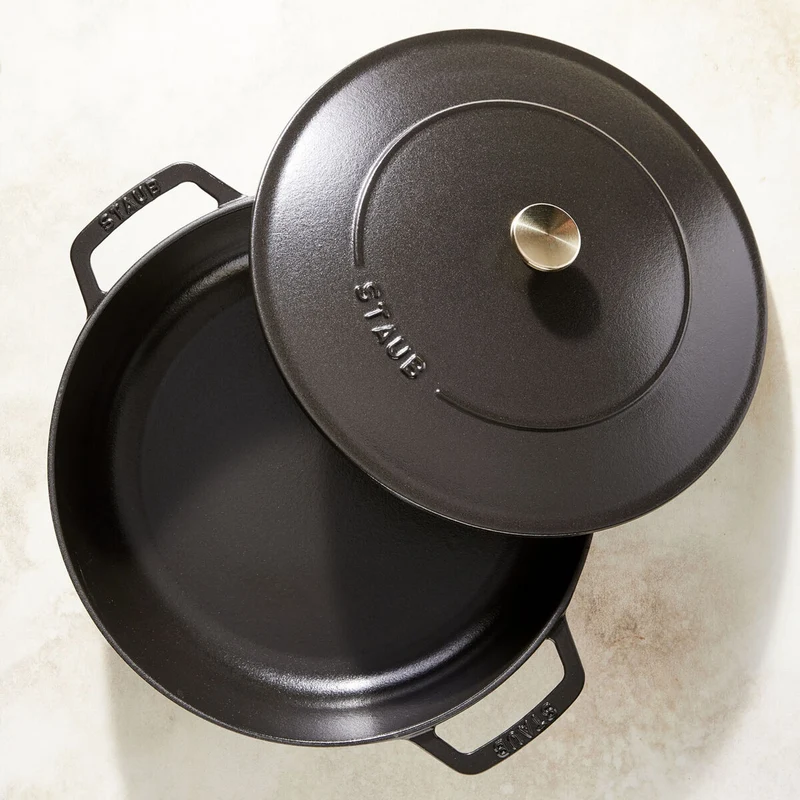 STAUB Bräter mit Chistera Drop-Structure, 24 cm | Schwarz | rund | Gusseisen