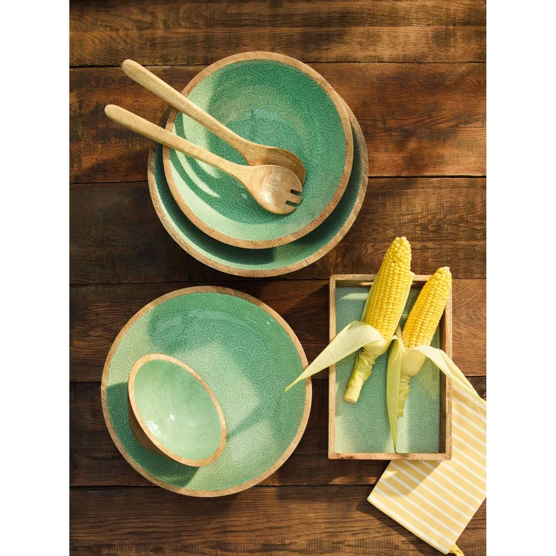 ZASSENHAUS Tablett BRUSH GREEN, Mango, 30,5 x 20 x 5,5 cm