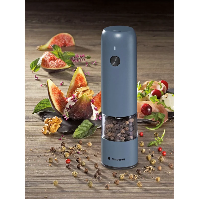ZASSENHAUS Pfeffermühle KÖLN USB elektrisch 14 cm blau