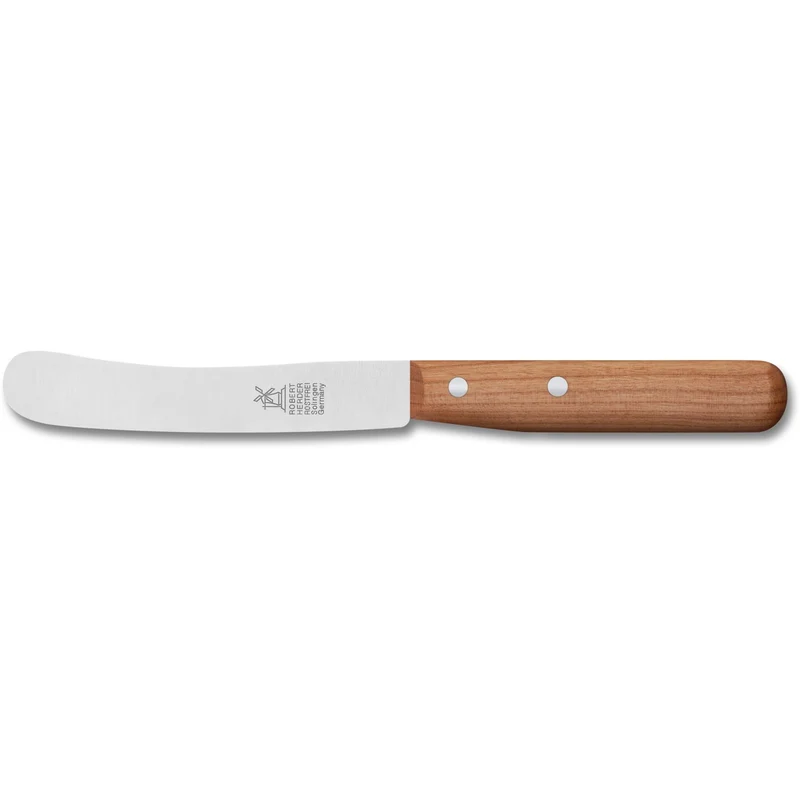 Windmühlenmesser Frühstücksmesser "Buckels", rostfrei, feingepließtet, Griff Kirschholz, in Biosicht