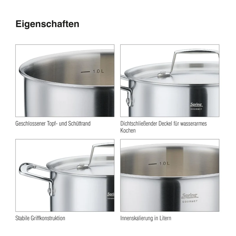 SPRING Topf-Set GOURMET 4-teilig, mit Stielkasserolle
