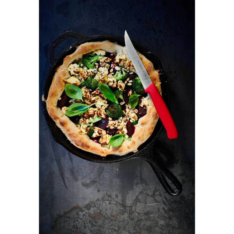 Dick Pizza- /Steakmesser 12cm Wellenschliff rot