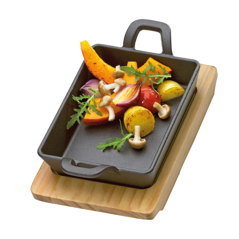 Küchenprofi Servierpfanne eckig mit Holzbrett
