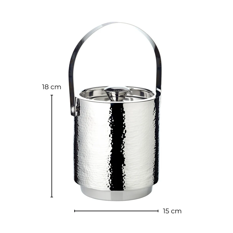EDZARD Eiseimer Seattle fein gehämmert, Sieb/Zange H 16cm
