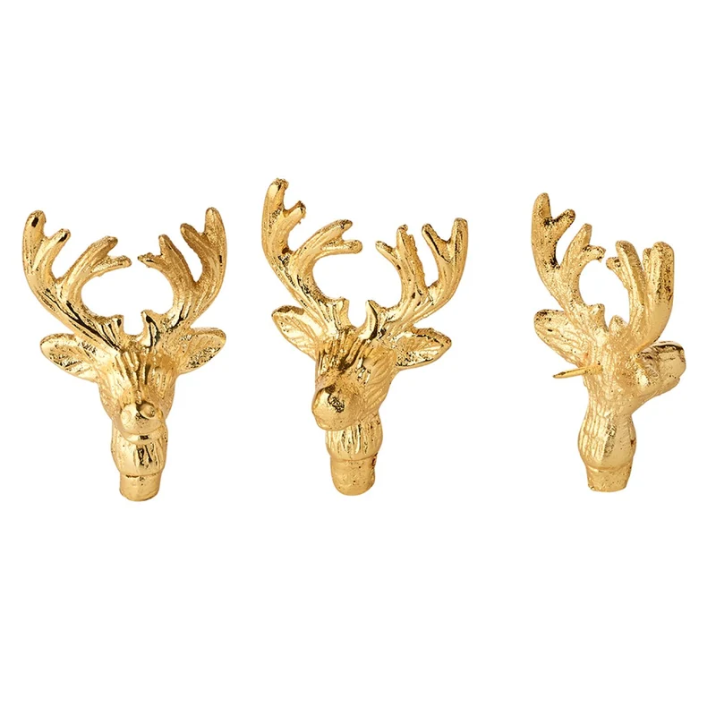 EDZARD Kerzenpin Elch 3er Satz Gold 6 cm