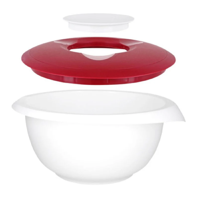 Rührschüssel mit zweigeteiltem Deckel 3,5 l, rot