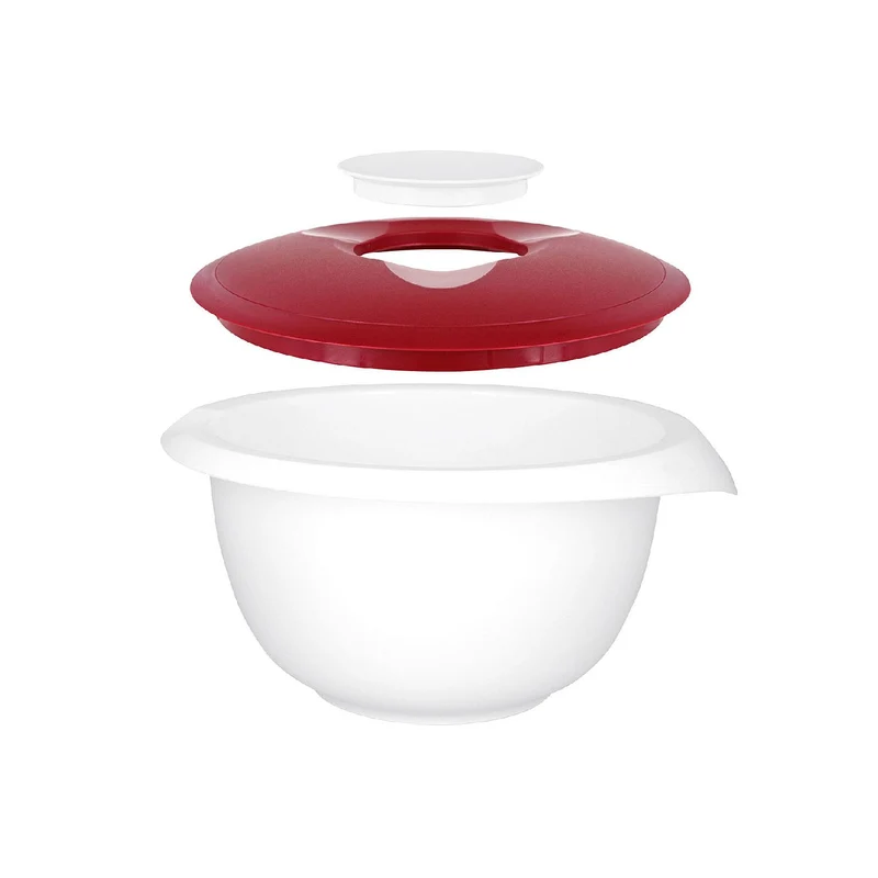 Rührschüssel mit zweigeteiltem Deckel, 2,5 l, rot