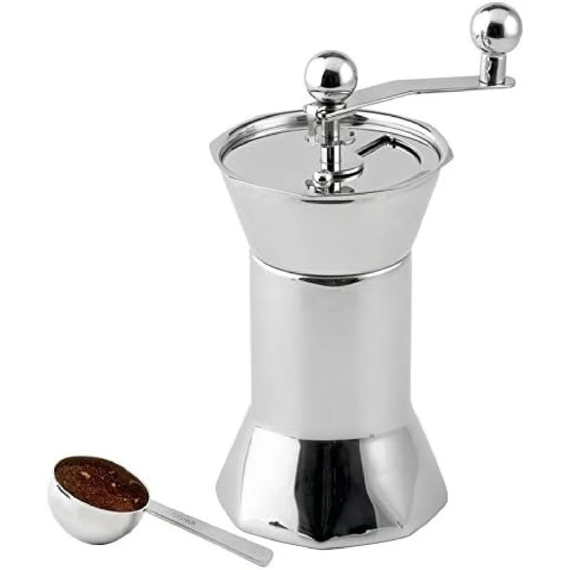 Weis Kaffeemühle mit Maßlöffel, Edelstahl, Silber, 10 x 10 x 21 cm