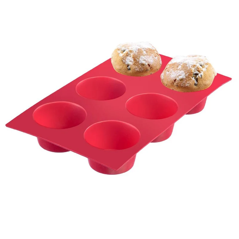 6er Silikon Muffin-Backform, rot