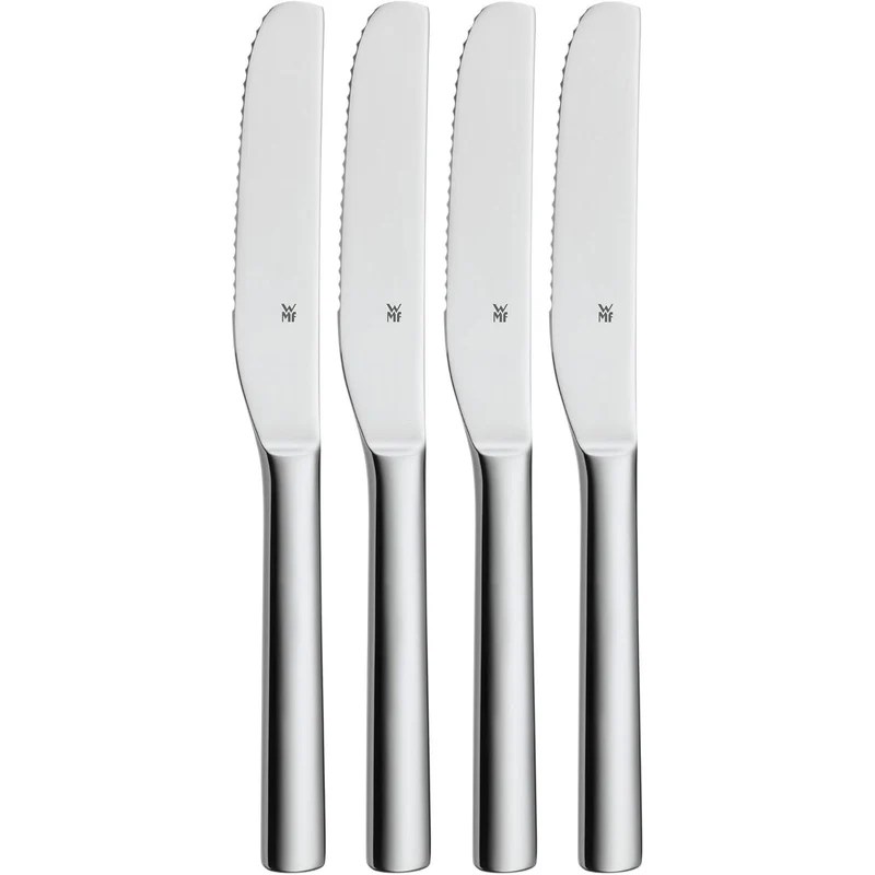 WMF Nuova Brunchmesser Set 4-tlg, Frühstücksmesser 19,5 cm, Brötchenmesser Wellenschliff, Brotzeitmesser, Cromargan Edelstahl poliert