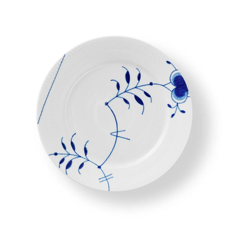 Royal Copenhagen Mega Blau Gerippt Teller, Dekoration 9, Limited Edition, 22 cm
