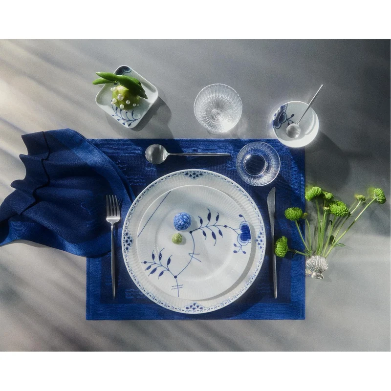 Royal Copenhagen Mega Blau Gerippt Teller, Dekoration 9, Limited Edition, 22 cm