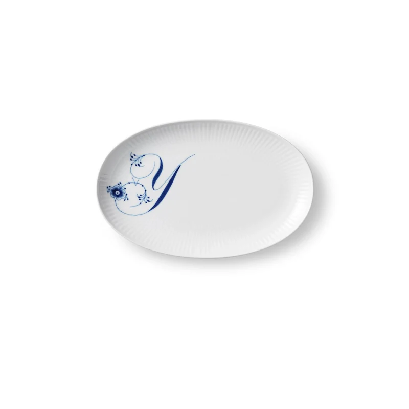 Royal Copenhagen Alphabet Oval Asiette, Y, 23,5 cm