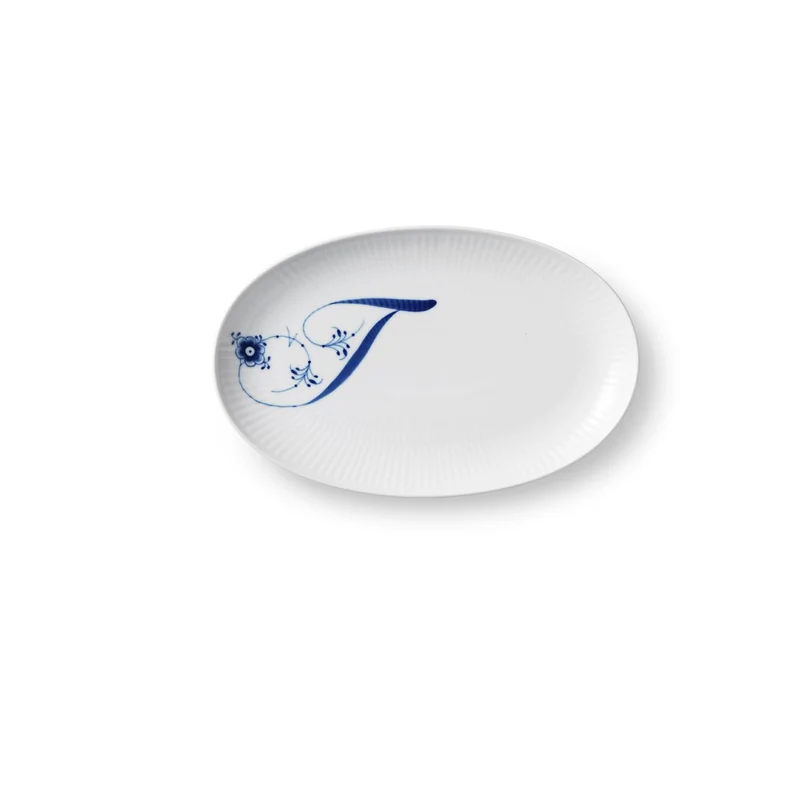 Royal Copenhagen Alphabet Oval Asiette, T, 23,5 cm