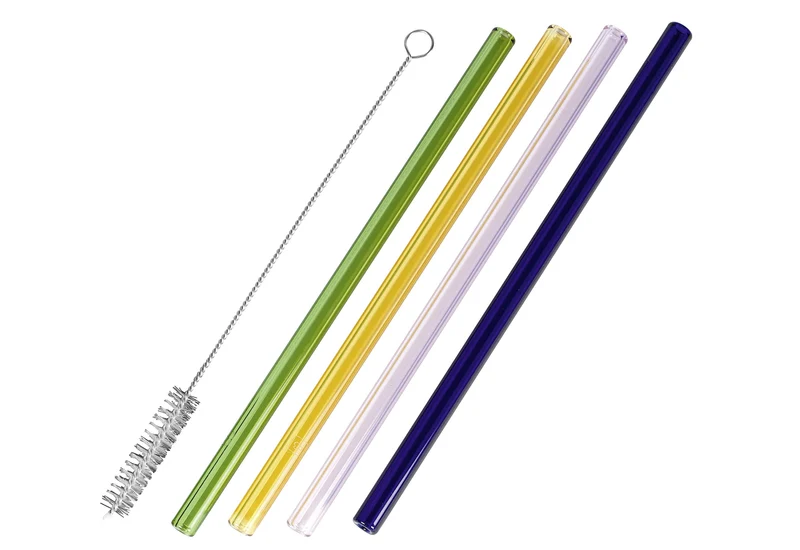LEONARDO Trinkhalm Glas bunt 20cm 4er