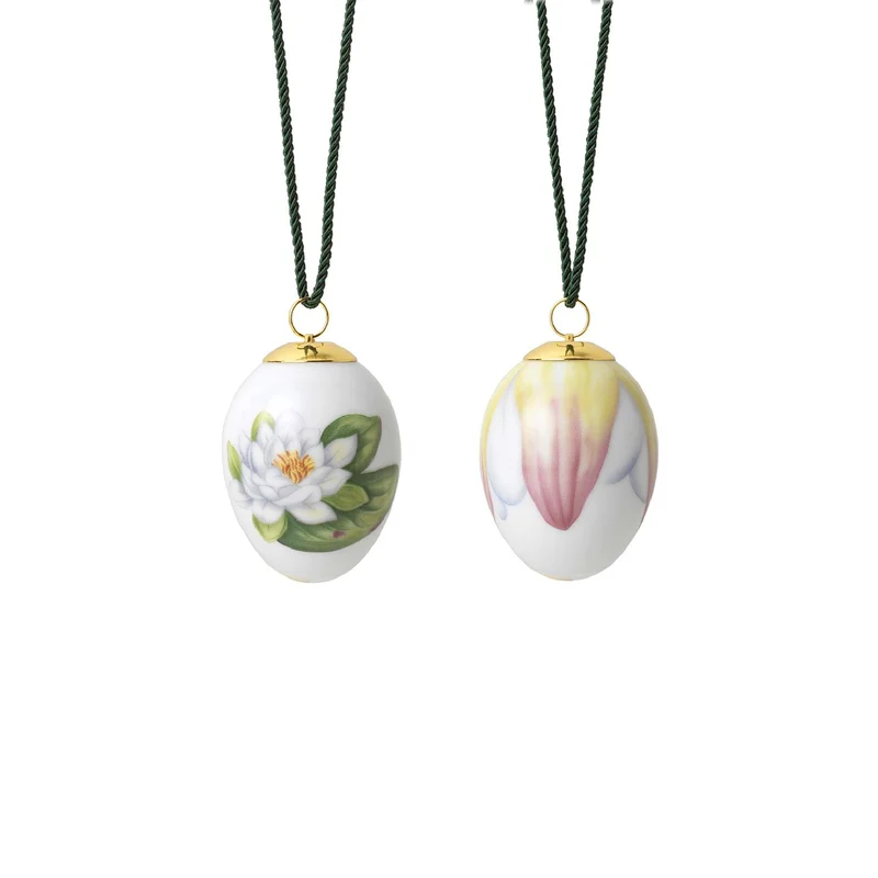 Royal Copenhagen Frühling Osterei - Seerosenknospen und Blüten 6 cm, 2 St.