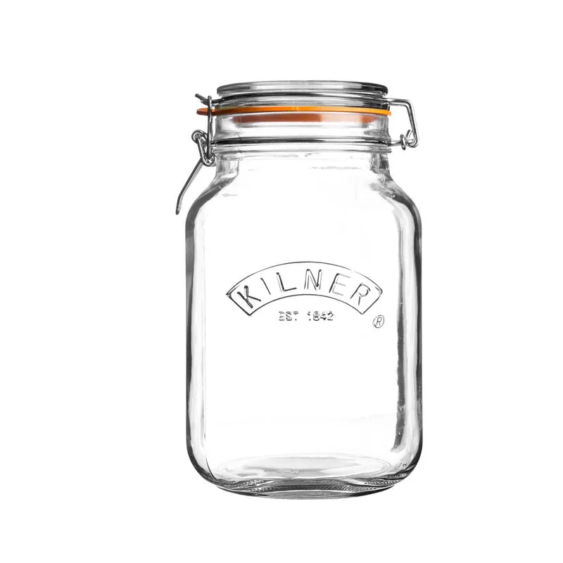 KILNER Quadratisches Bügelverschluss Glas, 1,5 Liter