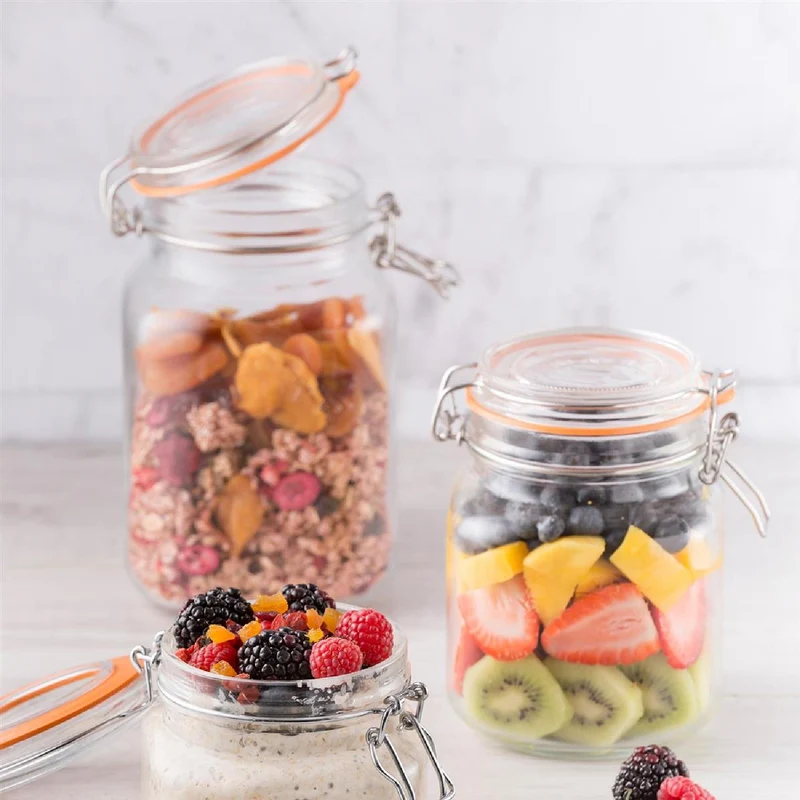 KILNER Quadratisches Bügelverschluss Glas, 2 Liter