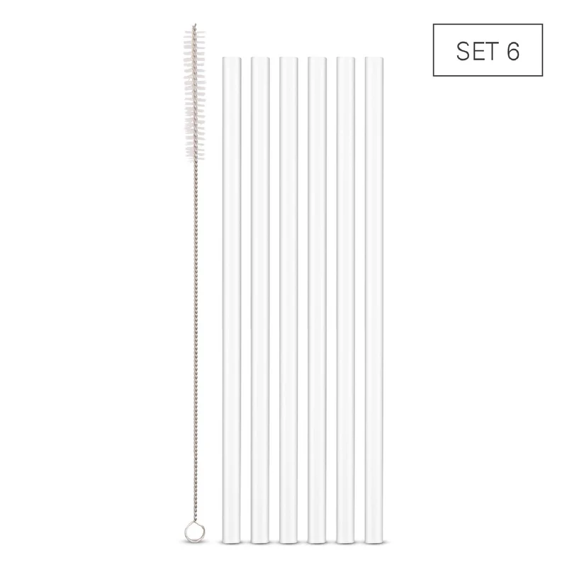 Weis Trinkhalme Glas für Smoothies - Set 6 + Bürste