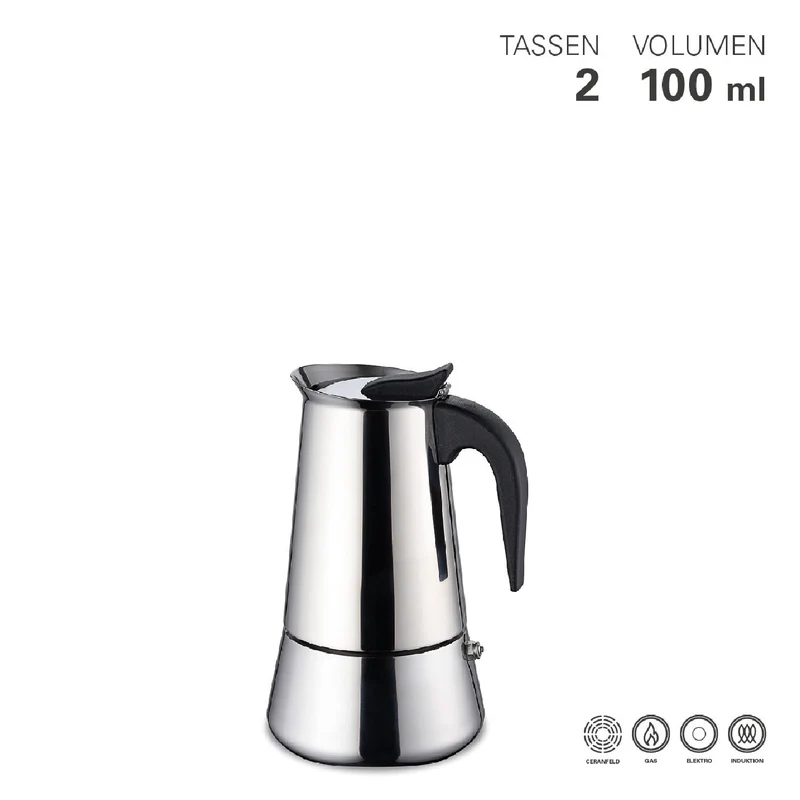 Weis Espressokocher aus Edelstahl für 2 Tassen