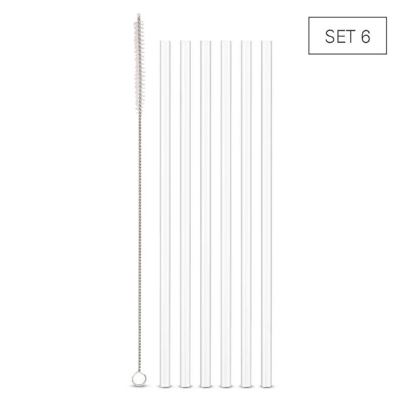 Weis Trinkhalme Glas gerade 24 cm - Set 6 + Bürste