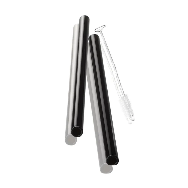 GEFU Glastrinkhalm FUTURE, 18 cm schwarz 4 Stück mit Bürste