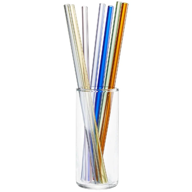 GEFU Glastrinkhalm FUTURE, 23 cm bunt 8 Stück mit Bürste