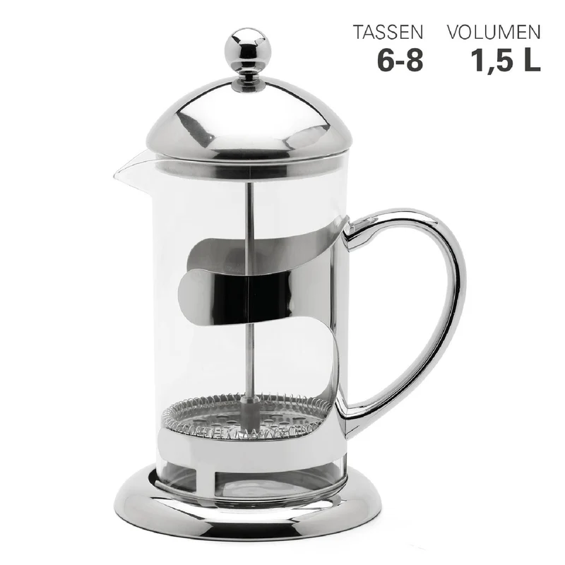 Weis Pressfilterkanne Borosilikatglas / Edelstahl 1,5 L