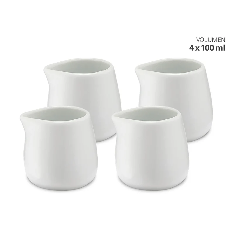 Milchgießer 100 ml - Set 4 aus Porzellan