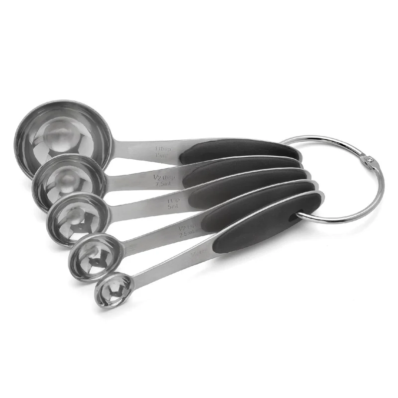Weis Messlöffel-Set 5 Edelstahl / Silikon schwarz