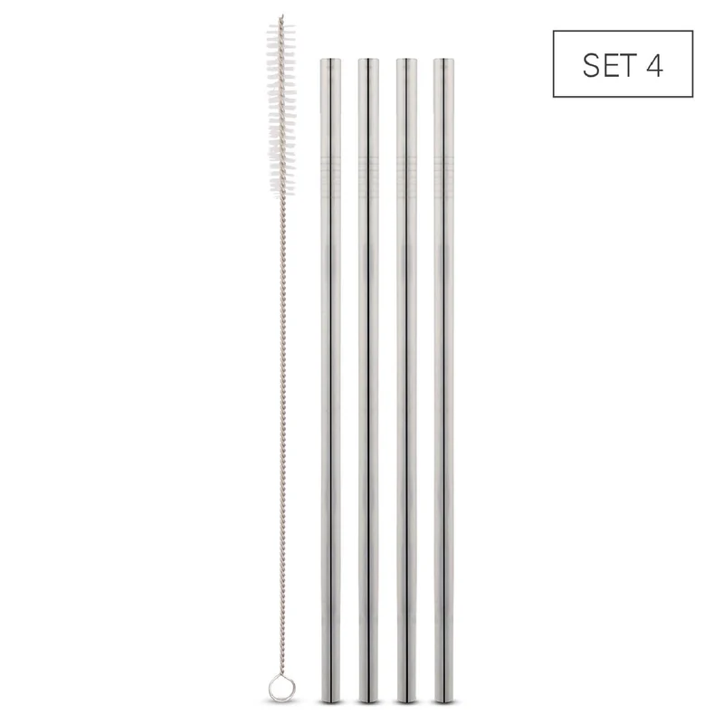 Weis Trinkhalme Edelstahl gerade- Set 4 + Bürste