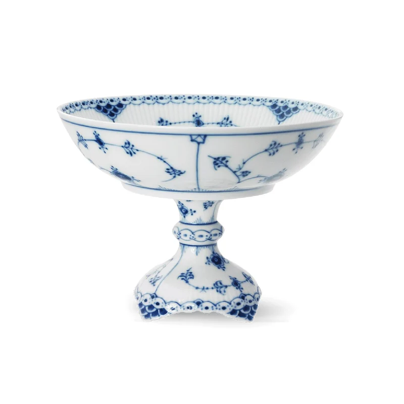 Royal Copenhagen Musselmalet Halbspitze Schale auf Fuß - 16 cm