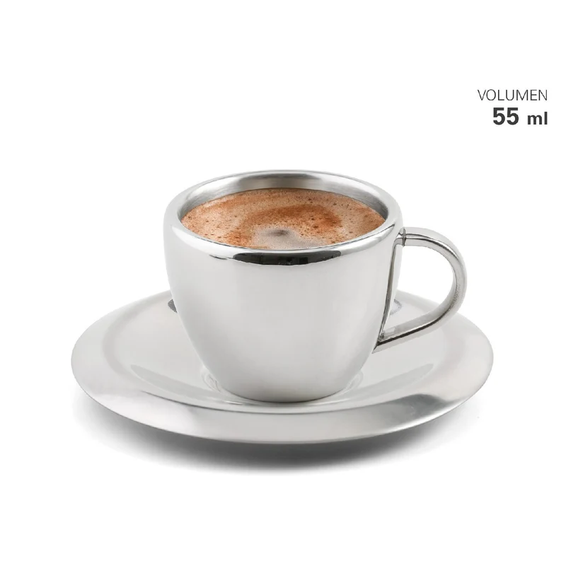 Weis Espressotasse aus Edelstahl mit Untersetzer